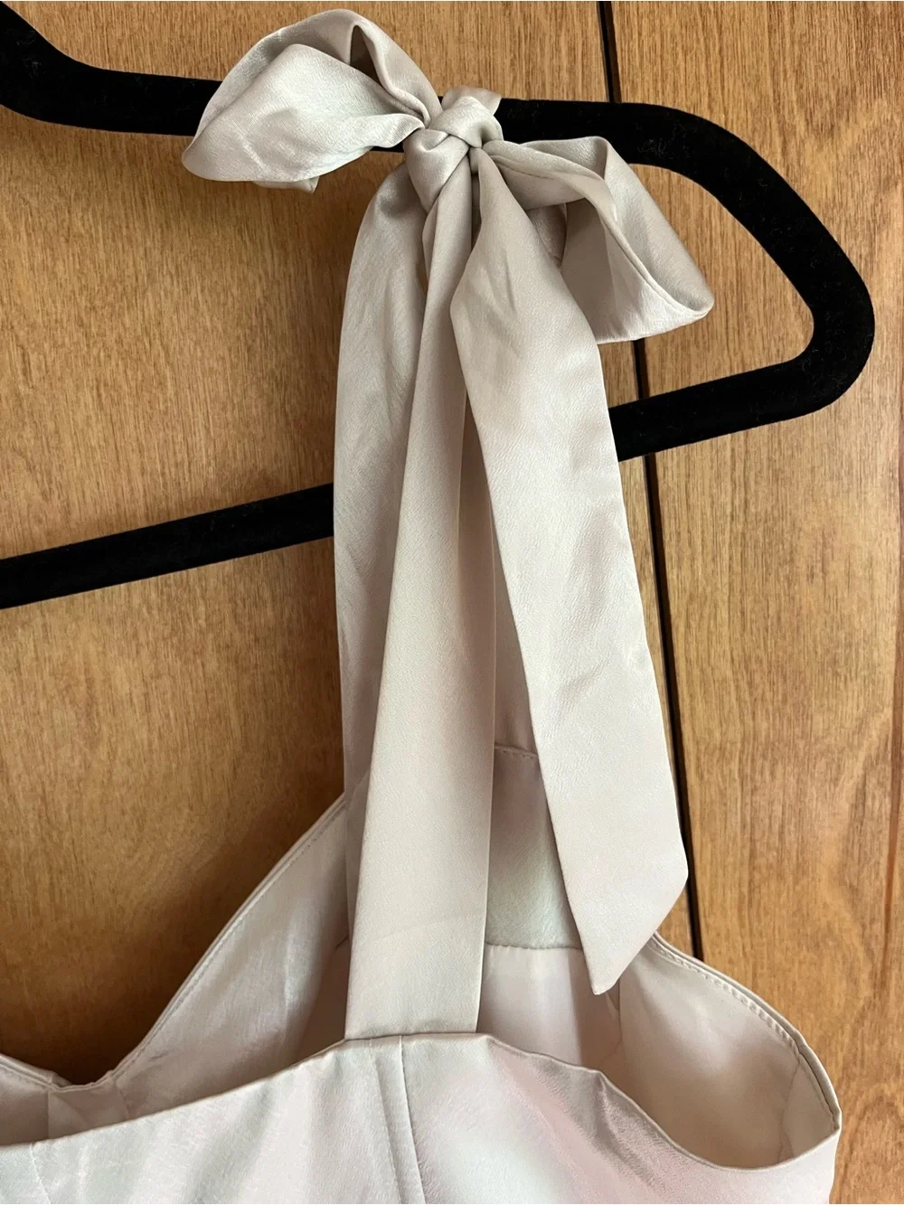 H&M Cream Satin Maxi Slip Dress with Tie Straps